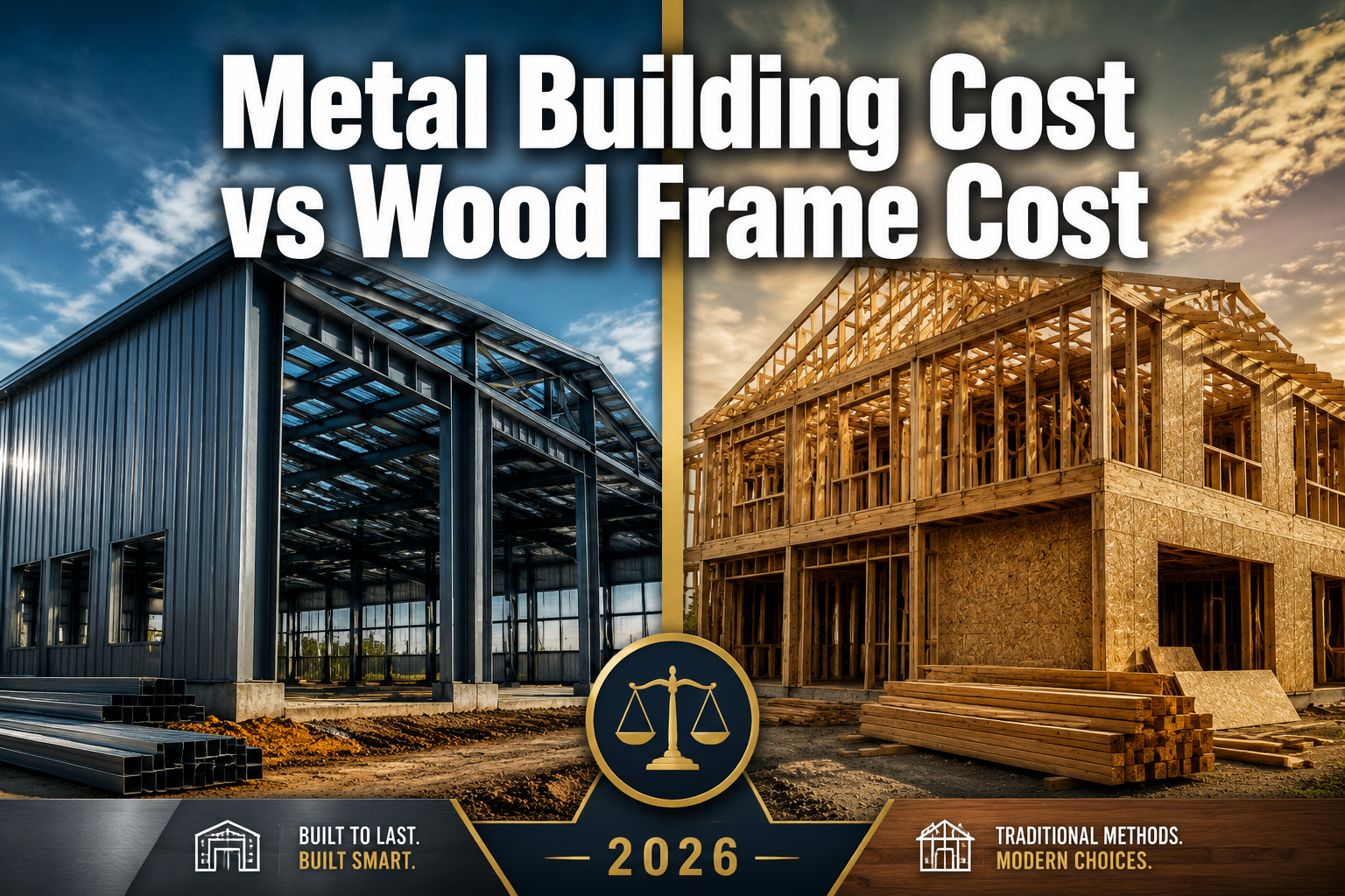 Metal Building Cost vs Wood Frame Cost: A Complete 2026 Comparison Guide