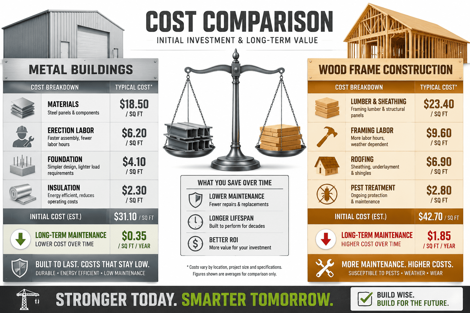 metal building cost vs wood frame cost