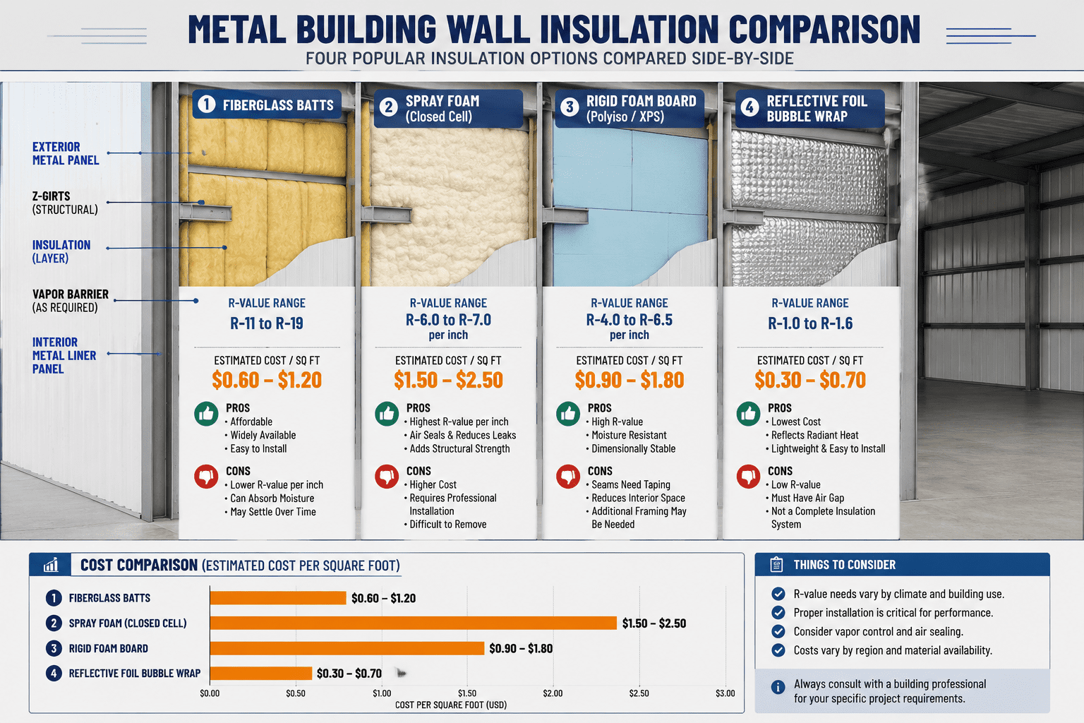 cost to insulate a metal building
