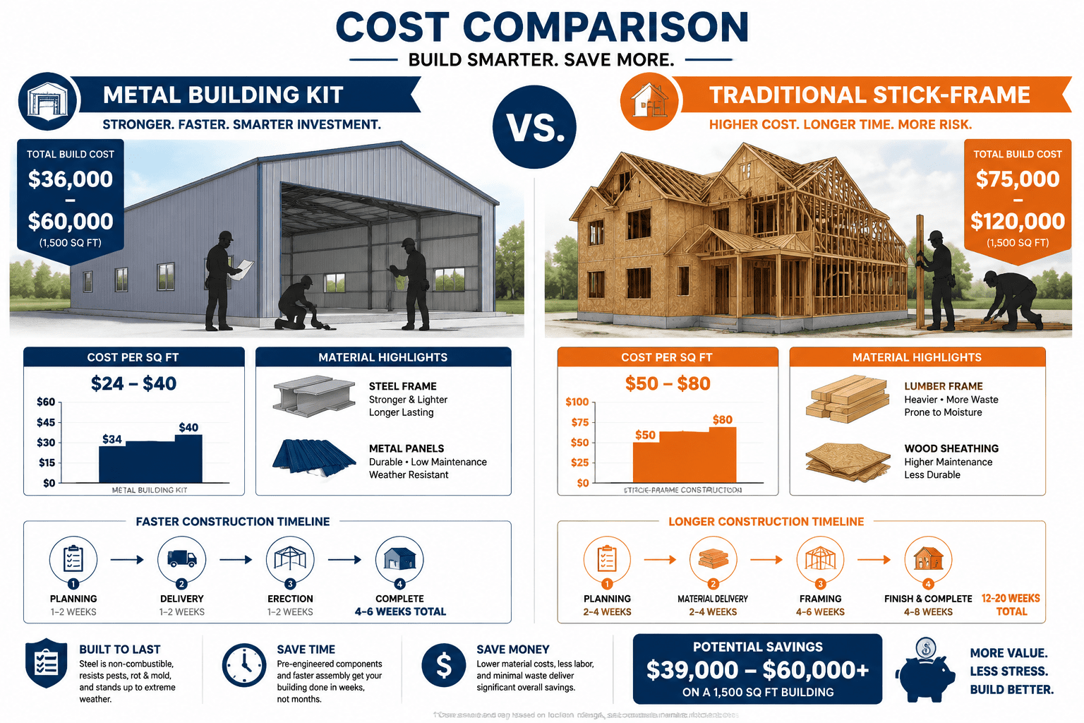 is a metal building cheaper than a house