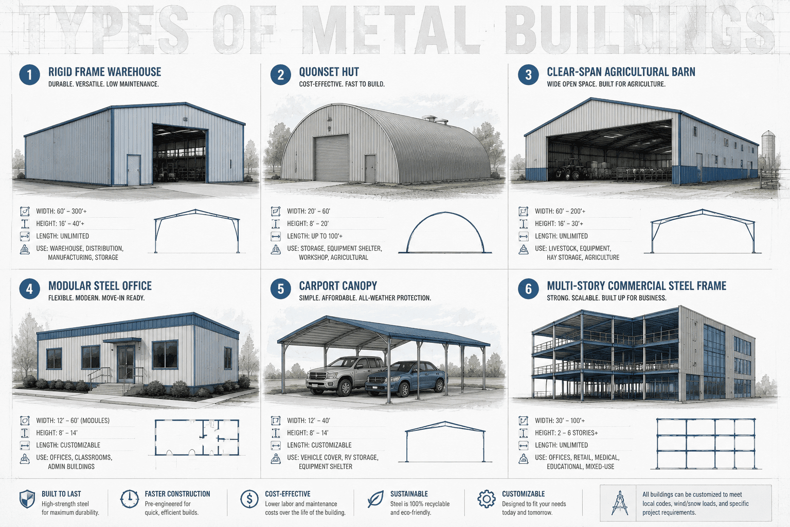 Types of metal buildings explained