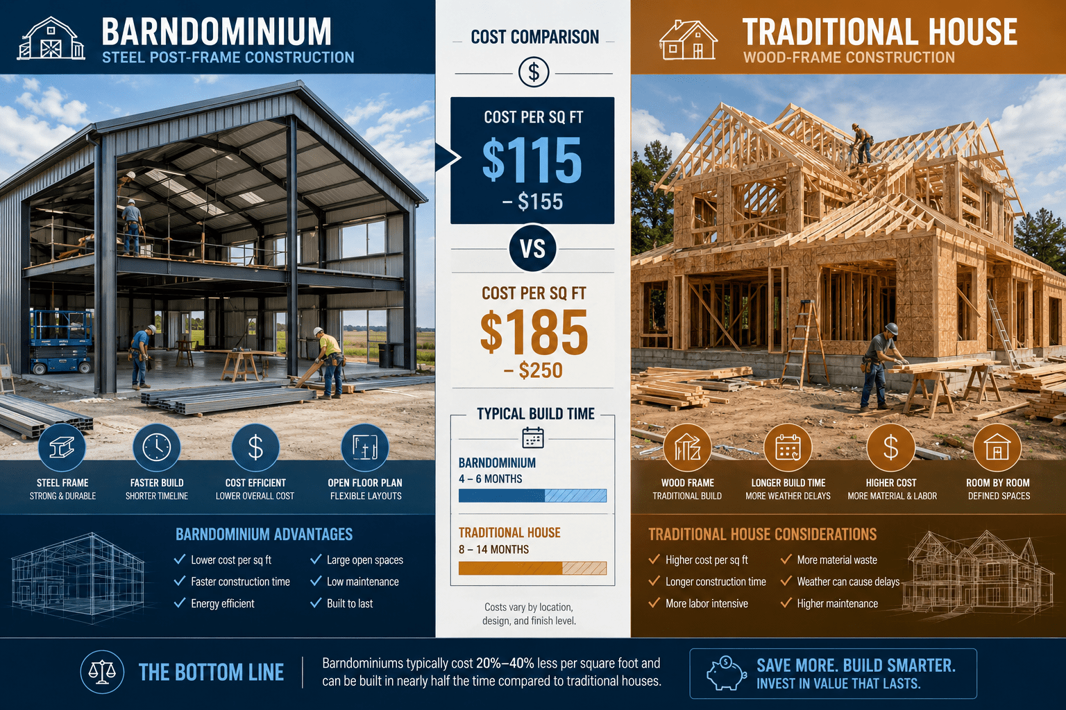 barndominium vs traditional house