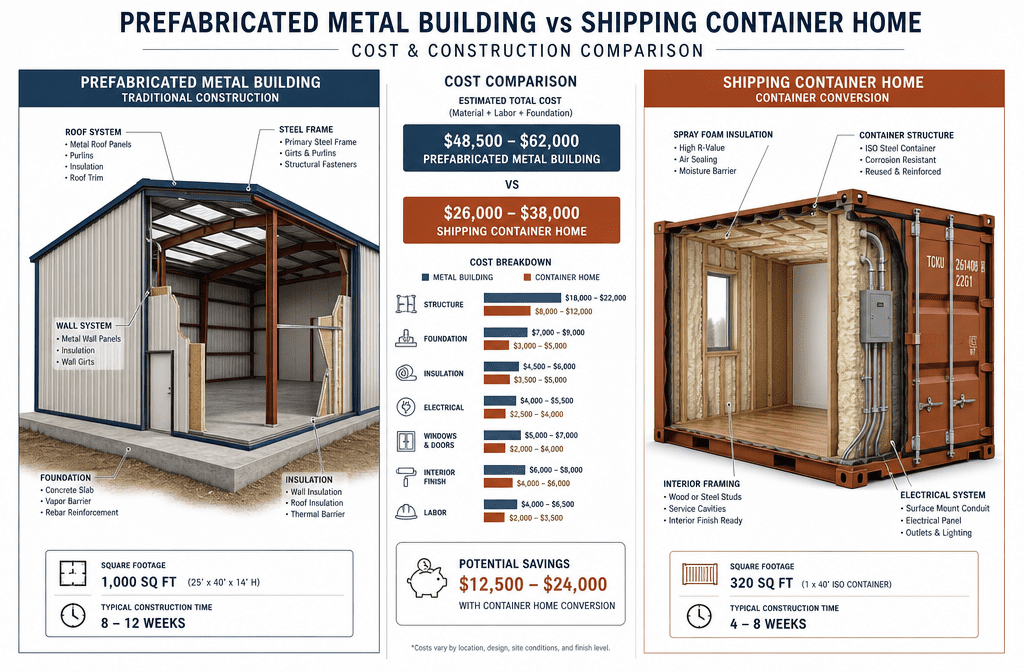 Metal buildings vs shipping container homes