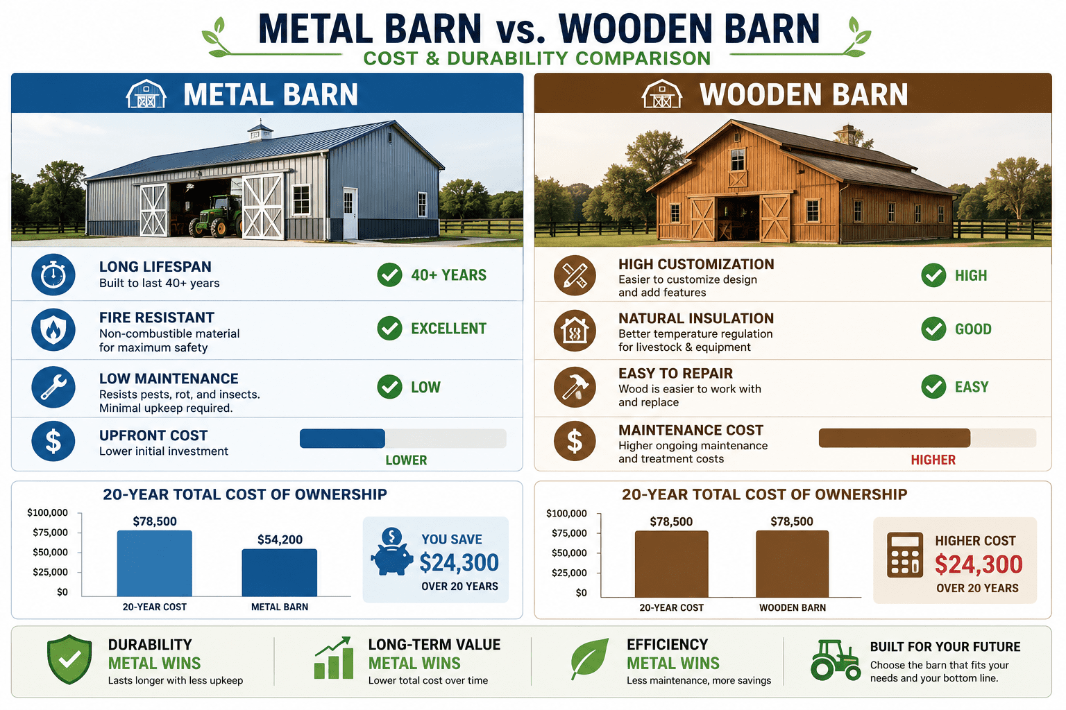 Metal barns vs wood barns