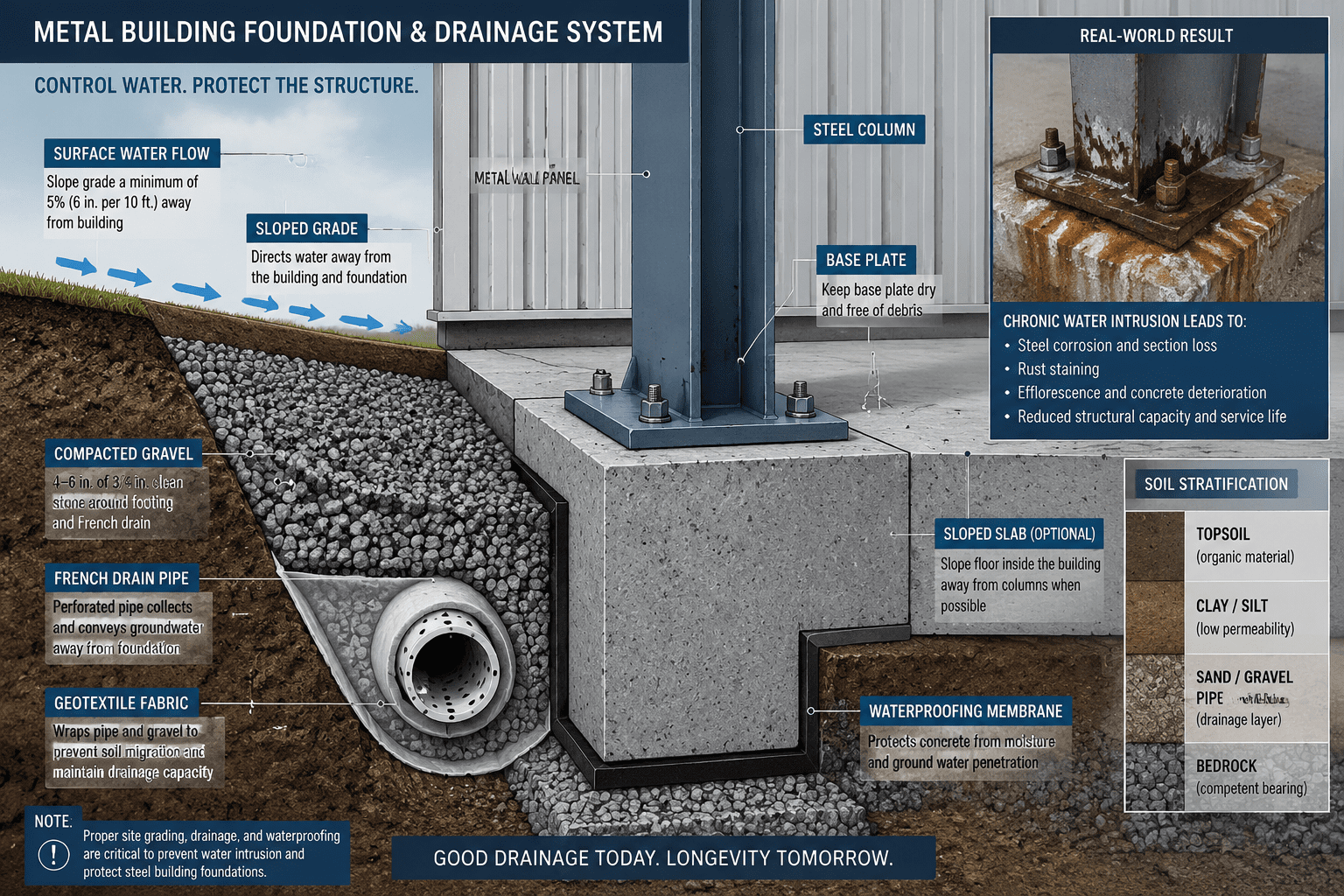 Drainage issues around metal buildings