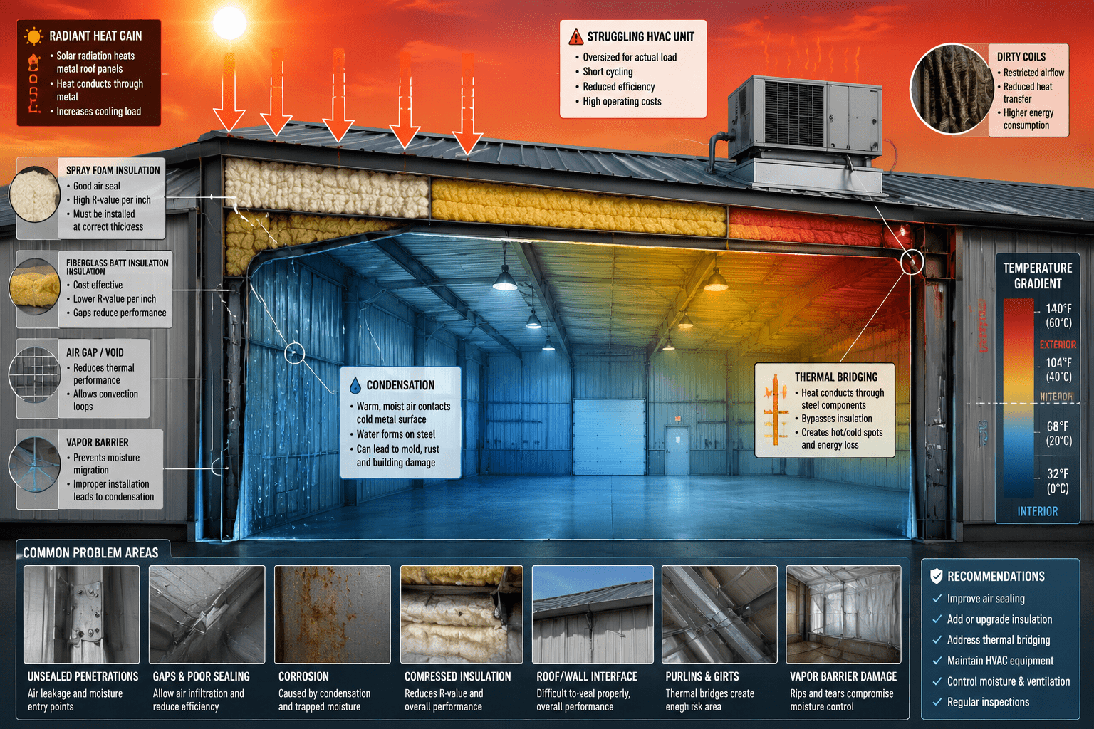 Heating and cooling problems with metal buildings