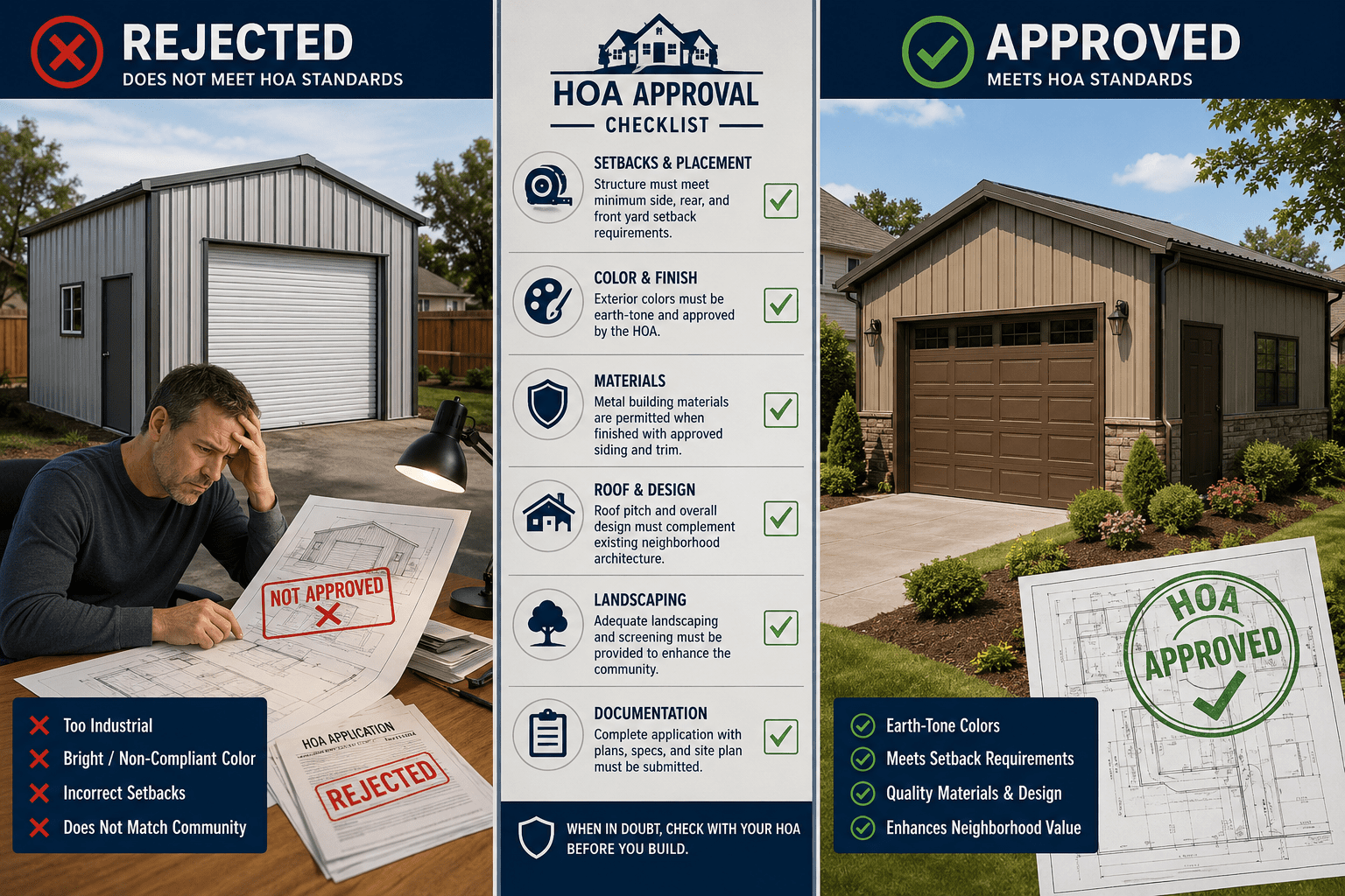 HOA rules for metal buildings