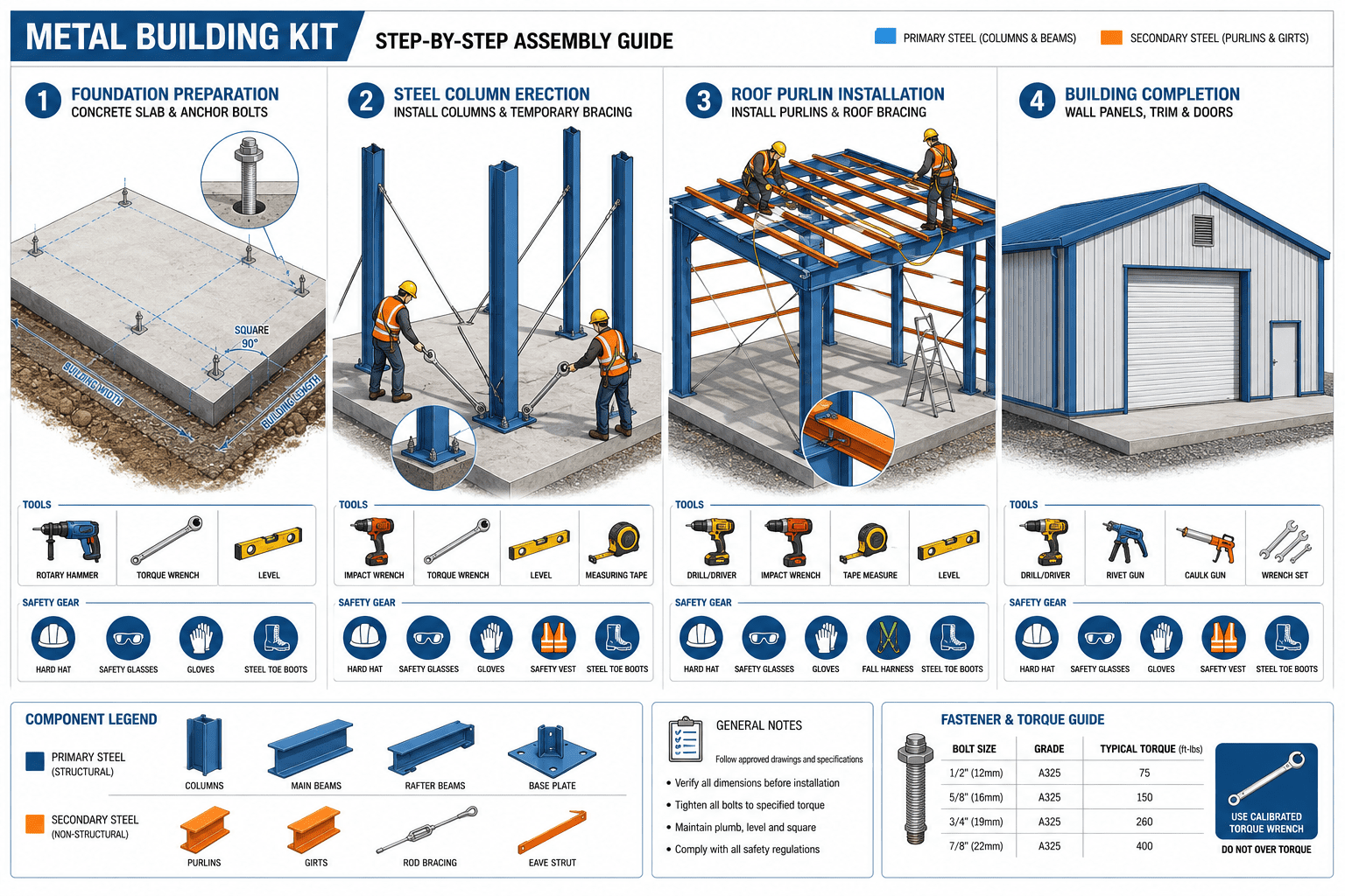 How to assemble a metal building kit