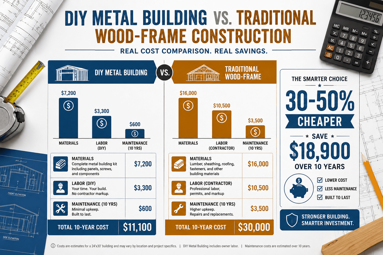 Cost savings of DIY metal buildings