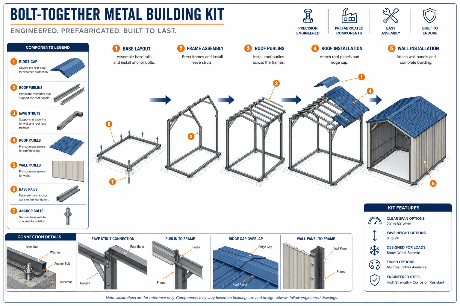 Bolt together metal building kit explained