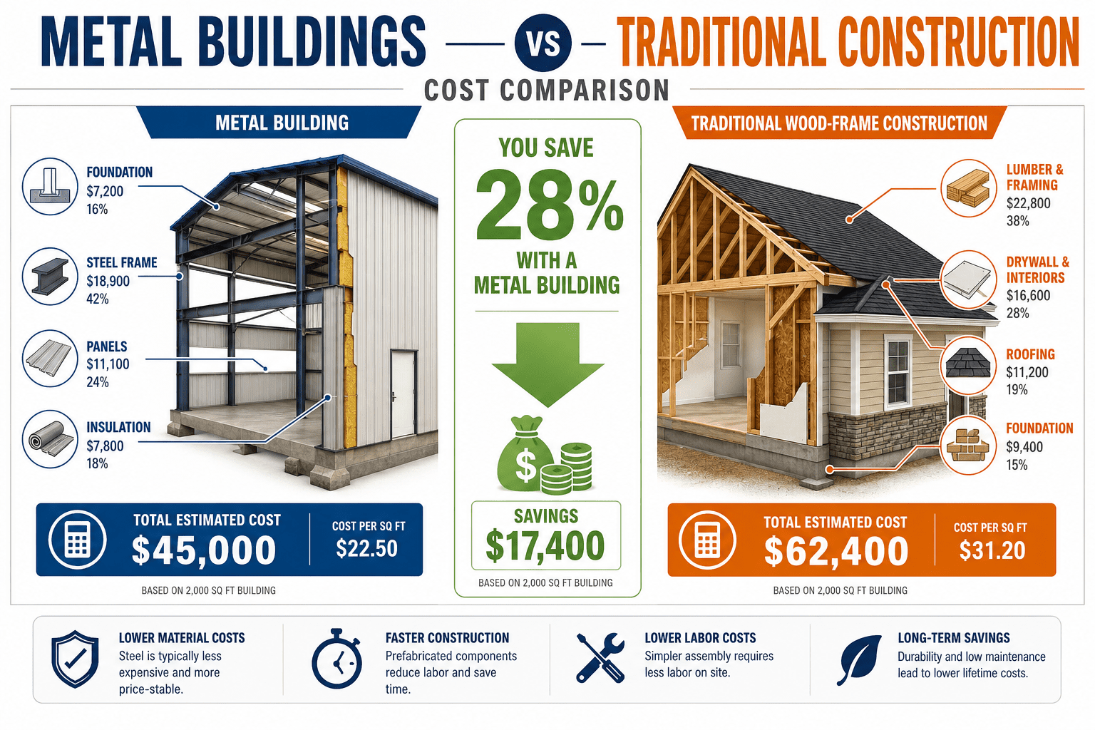 Metal buildings vs traditional construction