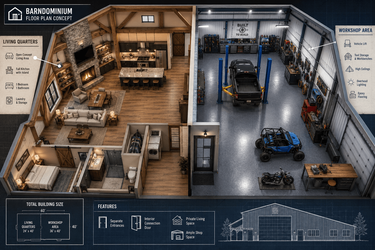 Barndominium ideas with shop