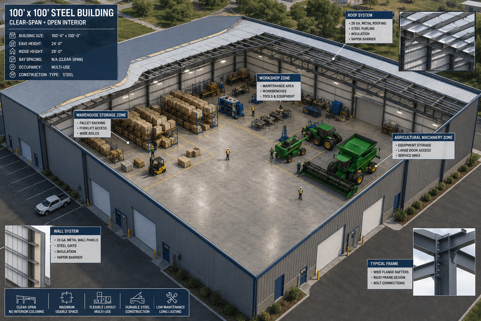 100 x 100 steel buildings faqs