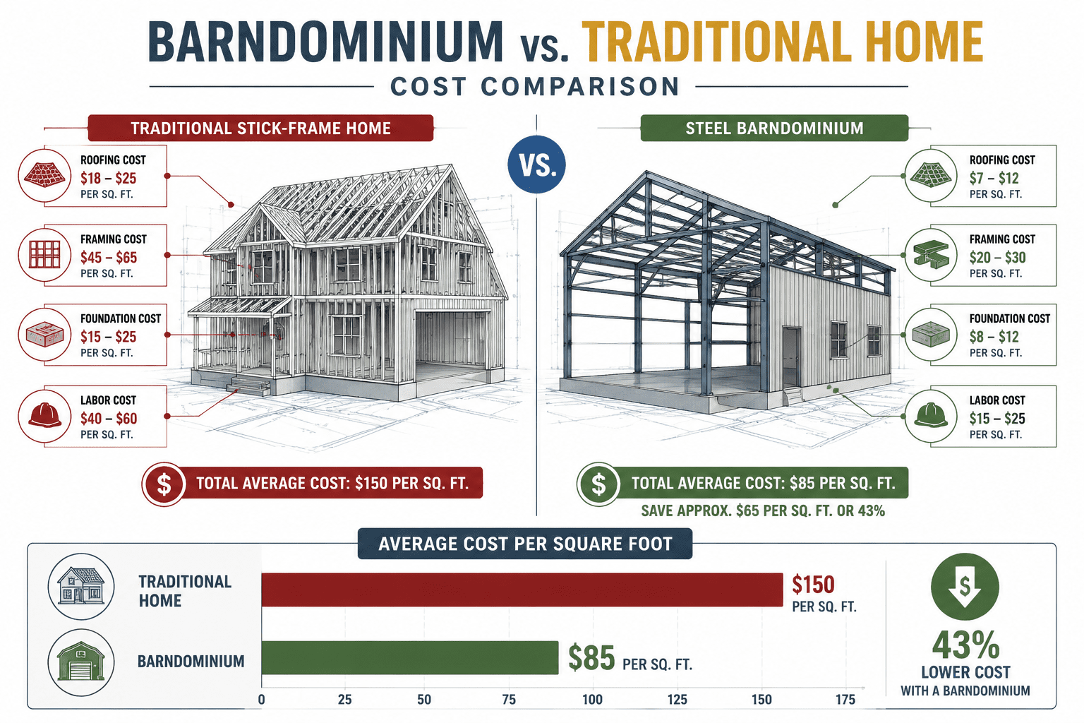 Why are Barndominiums cheaper to build